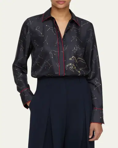 Lafayette 148 New York Scottie Constellation-Print Silk Twill Blouse | Thumbnail 4 Lafayette 148 New York Scottie Constellation-Print Silk Twill Blouse | Thumbnail 4