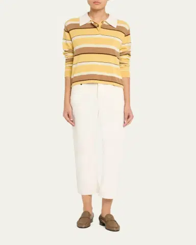 Guest in Residence Cropped Stripe Rugby Cashmere Polo | Thumbnail 2 Guest in Residence Cropped Stripe Rugby Cashmere Polo | Thumbnail 2