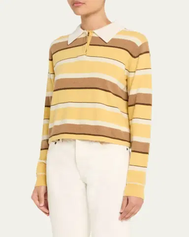 Guest in Residence Cropped Stripe Rugby Cashmere Polo | Thumbnail 4 Guest in Residence Cropped Stripe Rugby Cashmere Polo | Thumbnail 4