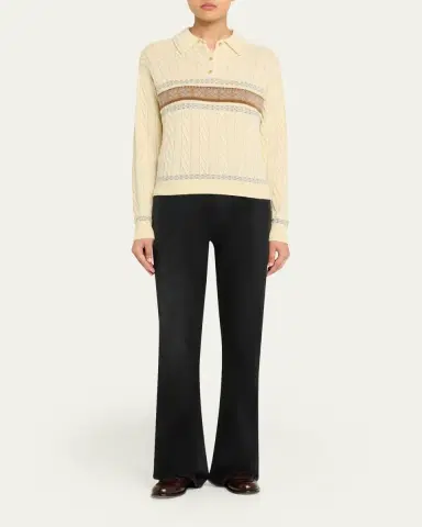 Guest in Residence Cable Collegiate Wool-Cashmere Polo | Thumbnail 2 Guest in Residence Cable Collegiate Wool-Cashmere Polo | Thumbnail 2