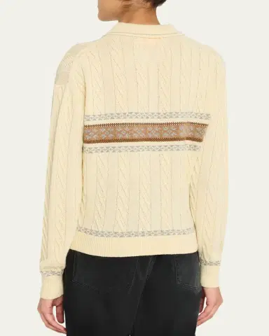Guest in Residence Cable Collegiate Wool-Cashmere Polo | Thumbnail 3 Guest in Residence Cable Collegiate Wool-Cashmere Polo | Thumbnail 3
