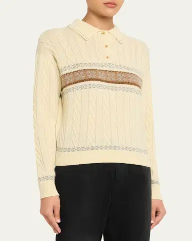 Guest in Residence Cable Collegiate Wool-Cashmere Polo | Thumbnail 4 Guest in Residence Cable Collegiate Wool-Cashmere Polo | Thumbnail 4