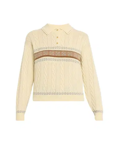 Guest in Residence Cable Collegiate Wool-Cashmere Polo | Thumbnail 1 Guest in Residence Cable Collegiate Wool-Cashmere Polo | Thumbnail 1