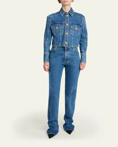 Balmain Two-Pocket Crop Denim Jacket | Thumbnail 2 Balmain Two-Pocket Crop Denim Jacket | Thumbnail 2