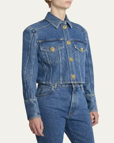 Balmain Two-Pocket Crop Denim Jacket | Thumbnail 4 Balmain Two-Pocket Crop Denim Jacket | Thumbnail 4