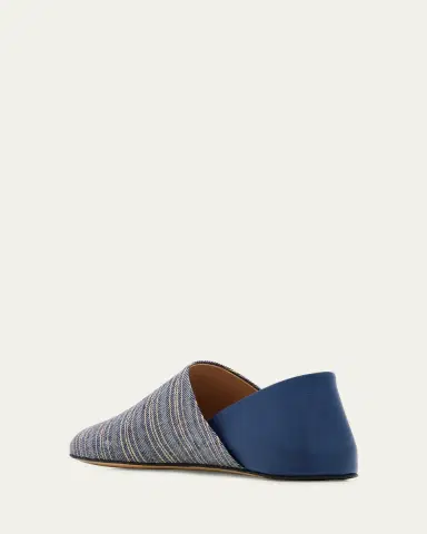 JW Anderson Babouche Collapsible-Heel Leather and Striped Linen Flats | Thumbnail 4 JW Anderson Babouche Collapsible-Heel Leather and Striped Linen Flats | Thumbnail 4