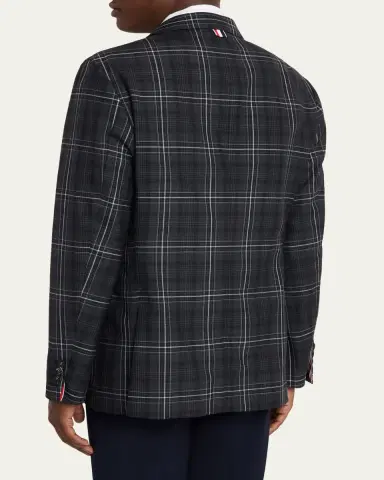 Thom Browne Men's Wool Windowpane Plaid Sport Coat | Thumbnail 3 Thom Browne Men's Wool Windowpane Plaid Sport Coat | Thumbnail 3