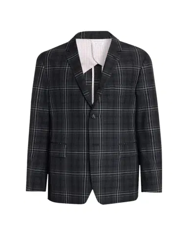 Thom Browne Men's Wool Windowpane Plaid Sport Coat | Thumbnail 1 Thom Browne Men's Wool Windowpane Plaid Sport Coat | Thumbnail 1