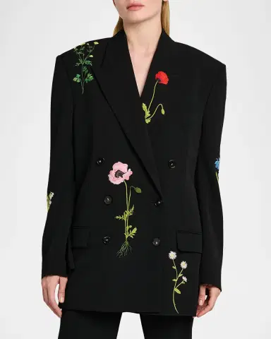 Stella McCartney Floral Embroidered Double-Breasted Boyfriend Blazer | Thumbnail 6 Stella McCartney Floral Embroidered Double-Breasted Boyfriend Blazer | Thumbnail 6