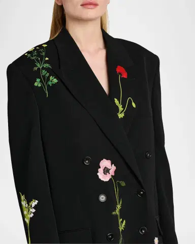 Stella McCartney Floral Embroidered Double-Breasted Boyfriend Blazer | Thumbnail 9 Stella McCartney Floral Embroidered Double-Breasted Boyfriend Blazer | Thumbnail 9