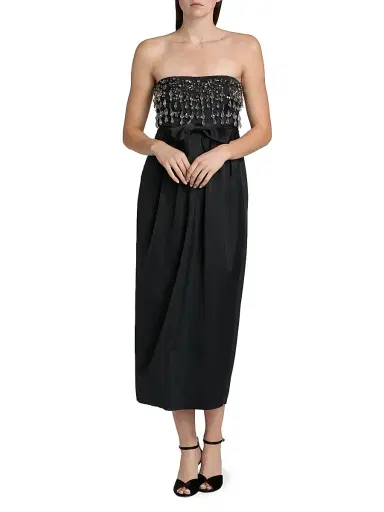 Cinq à Sept Women's Zelina Crystal-Embellished Strapless Midi-Dress - Black | Thumbnail 3 Cinq à Sept Women's Zelina Crystal-Embellished Strapless Midi-Dress - Black | Thumbnail 3