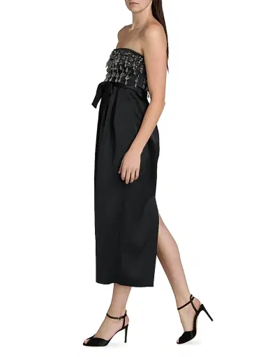 Cinq à Sept Women's Zelina Crystal-Embellished Strapless Midi-Dress - Black | Thumbnail 4 Cinq à Sept Women's Zelina Crystal-Embellished Strapless Midi-Dress - Black | Thumbnail 4