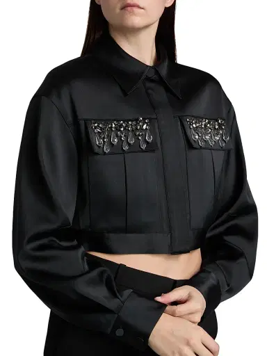 Cinq à Sept Women's Damoni Embellished Crop Jacket | Thumbnail 6 Cinq à Sept Women's Damoni Embellished Crop Jacket | Thumbnail 6