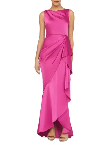 Theia Women's Harper Satin Draped Gown - Shadow Rose | Thumbnail 2 Theia Women's Harper Satin Draped Gown - Shadow Rose | Thumbnail 2