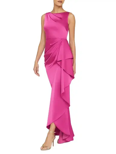 Theia Women's Harper Satin Draped Gown - Shadow Rose | Thumbnail 3 Theia Women's Harper Satin Draped Gown - Shadow Rose | Thumbnail 3