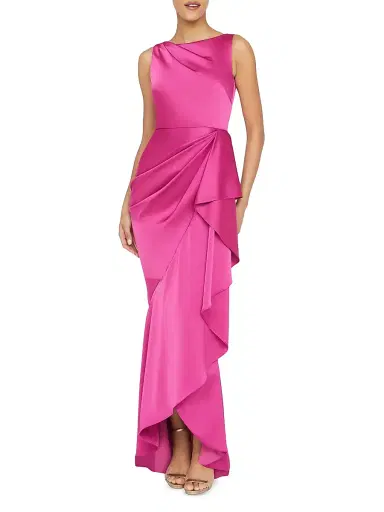 Theia Women's Harper Satin Draped Gown - Shadow Rose | Thumbnail 4 Theia Women's Harper Satin Draped Gown - Shadow Rose | Thumbnail 4