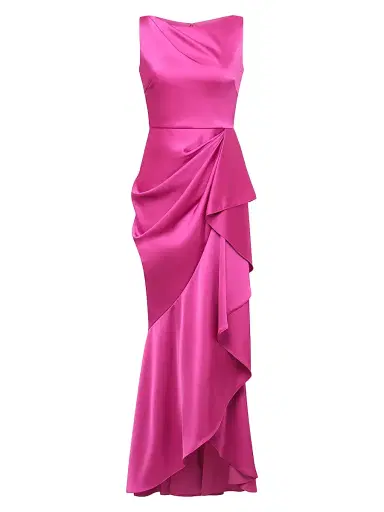Theia Women's Harper Satin Draped Gown - Shadow Rose | Thumbnail 1 Theia Women's Harper Satin Draped Gown - Shadow Rose | Thumbnail 1