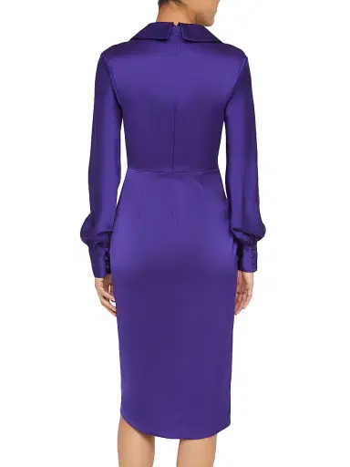 Theia Women's Steph Satin Sheath Shirtdress - Empress Violet | Thumbnail 6 Theia Women's Steph Satin Sheath Shirtdress - Empress Violet | Thumbnail 6