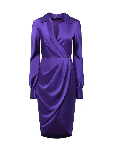 Theia Women's Steph Satin Sheath Shirtdress - Empress Violet | Thumbnail 1 Theia Women's Steph Satin Sheath Shirtdress - Empress Violet | Thumbnail 1