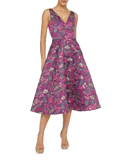 THEIA Women's Pia Jacquard Tea-Length Dress | Thumbnail 4 THEIA Women's Pia Jacquard Tea-Length Dress | Thumbnail 4