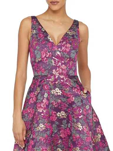 THEIA Women's Pia Jacquard Tea-Length Dress | Thumbnail 6 THEIA Women's Pia Jacquard Tea-Length Dress | Thumbnail 6