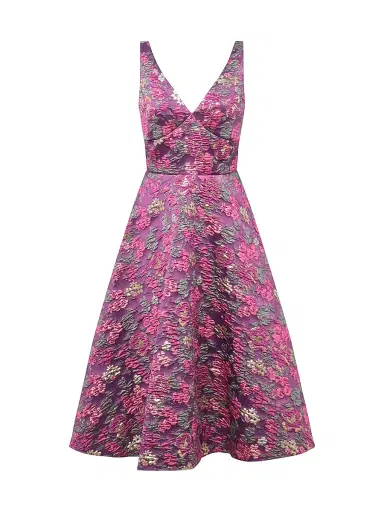 THEIA Women's Pia Jacquard Tea-Length Dress | Thumbnail 1 THEIA Women's Pia Jacquard Tea-Length Dress | Thumbnail 1