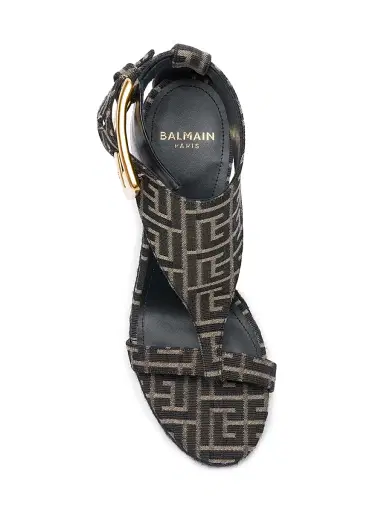 Balmain Women's 95MM Jacquard Espadrille Wedge Sandals - Ivoire Noir | Thumbnail 4 Balmain Women's 95MM Jacquard Espadrille Wedge Sandals - Ivoire Noir | Thumbnail 4