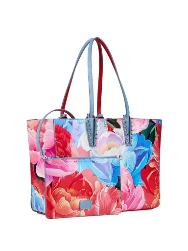 Christian Louboutin Women's Cabata Peonies Printed Leather Tote Bag | Thumbnail 2 Christian Louboutin Women's Cabata Peonies Printed Leather Tote Bag | Thumbnail 2