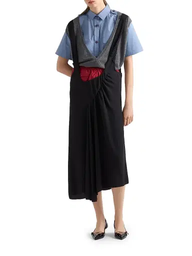 Prada Women's Satin Sablé Dress with Suspenders - Black - Size 6 | Thumbnail 2 Prada Women's Satin Sablé Dress with Suspenders - Black - Size 6 | Thumbnail 2