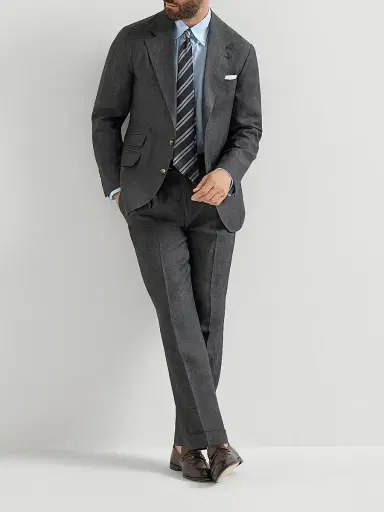 Brunello Cucinelli Men's Striped Poplin Slim Fit Shirt with Button Down Collar - Azure | Thumbnail 6 Brunello Cucinelli Men's Striped Poplin Slim Fit Shirt with Button Down Collar - Azure | Thumbnail 6