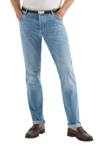Brunello Cucinelli Men's Comfort Denim Five Pocket Jeans - Light Denim - Size 42 | Thumbnail 4 Brunello Cucinelli Men's Comfort Denim Five Pocket Jeans - Light Denim - Size 42 | Thumbnail 4
