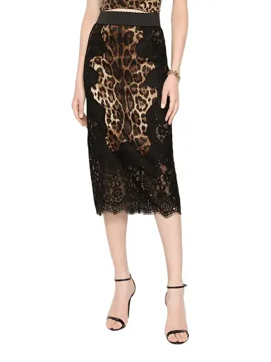 Dolce & Gabbana Women's Lace Leopard-Print Patch Midi-Skirt - Leo New | Thumbnail 3 Dolce & Gabbana Women's Lace Leopard-Print Patch Midi-Skirt - Leo New | Thumbnail 3