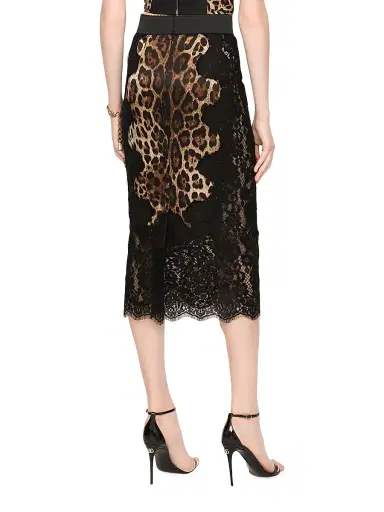 Dolce & Gabbana Women's Lace Leopard-Print Patch Midi-Skirt - Leo New | Thumbnail 4 Dolce & Gabbana Women's Lace Leopard-Print Patch Midi-Skirt - Leo New | Thumbnail 4