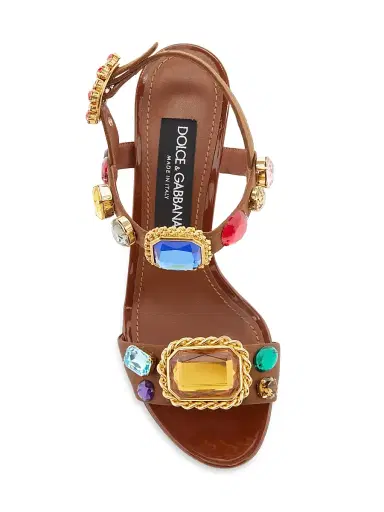 Dolce & Gabbana Women's 5MM Embellished Sandals - Rosa Arancio | Thumbnail 4 Dolce & Gabbana Women's 5MM Embellished Sandals - Rosa Arancio | Thumbnail 4