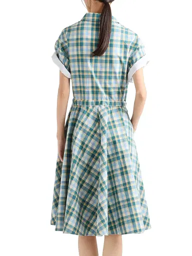 Prada Women's Embroidered Checked Cotton Dress - Size 10 | Thumbnail 3 Prada Women's Embroidered Checked Cotton Dress - Size 10 | Thumbnail 3