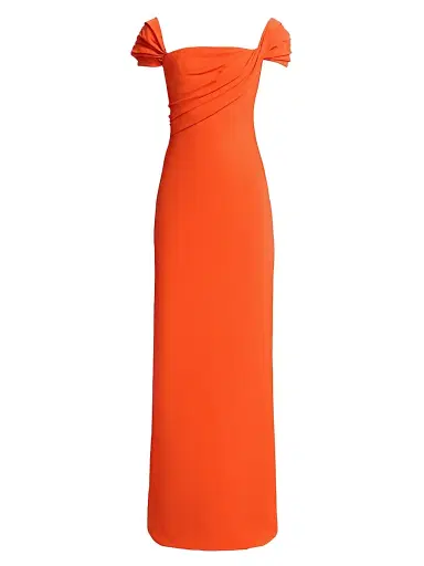 Oscar de la Renta Women's Cady Draped Cap-Sleeve Gown | Thumbnail 1 Oscar de la Renta Women's Cady Draped Cap-Sleeve Gown | Thumbnail 1