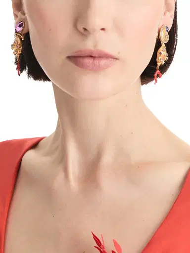 Oscar de la Renta Women's Mixed Shells 24K-Gold-Plated, Glass Crystal & Enamel Drop Clip-On Earrings - Iris | Thumbnail 2 Oscar de la Renta Women's Mixed Shells 24K-Gold-Plated, Glass Crystal & Enamel Drop Clip-On Earrings - Iris | Thumbnail 2