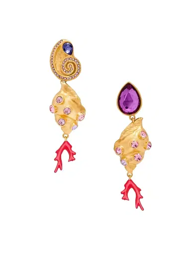 Oscar de la Renta Women's Mixed Shells 24K-Gold-Plated, Glass Crystal & Enamel Drop Clip-On Earrings - Iris | Thumbnail 1 Oscar de la Renta Women's Mixed Shells 24K-Gold-Plated, Glass Crystal & Enamel Drop Clip-On Earrings - Iris | Thumbnail 1