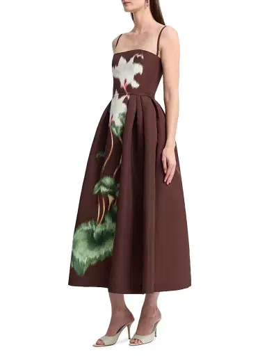 Oscar de la Renta Women's Cyclamen Faille Midi-Dress - White Mahogany | Thumbnail 4 Oscar de la Renta Women's Cyclamen Faille Midi-Dress - White Mahogany | Thumbnail 4