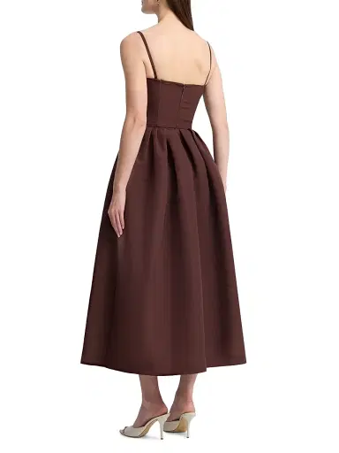 Oscar de la Renta Women's Cyclamen Faille Midi-Dress - White Mahogany | Thumbnail 5 Oscar de la Renta Women's Cyclamen Faille Midi-Dress - White Mahogany | Thumbnail 5