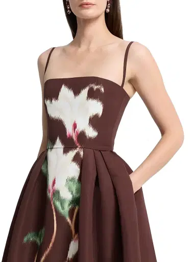 Oscar de la Renta Women's Cyclamen Faille Midi-Dress - White Mahogany | Thumbnail 6 Oscar de la Renta Women's Cyclamen Faille Midi-Dress - White Mahogany | Thumbnail 6