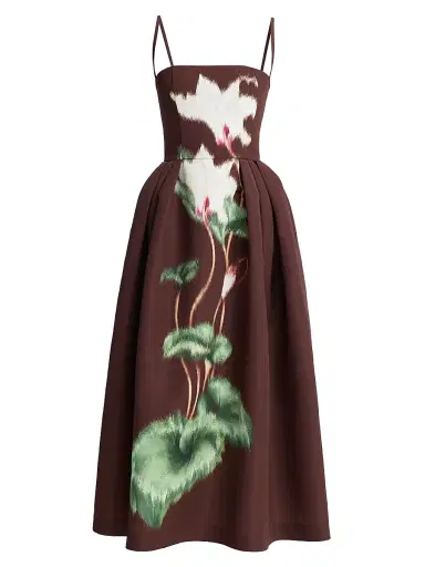 Oscar de la Renta Women's Cyclamen Faille Midi-Dress - White Mahogany | Thumbnail 1 Oscar de la Renta Women's Cyclamen Faille Midi-Dress - White Mahogany | Thumbnail 1