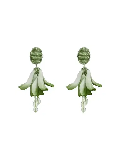 Oscar de la Renta Women's 24K-Gold-Plated & Mixed-Media Petal Drop Earrings - Sage | Thumbnail 1 Oscar de la Renta Women's 24K-Gold-Plated & Mixed-Media Petal Drop Earrings - Sage | Thumbnail 1