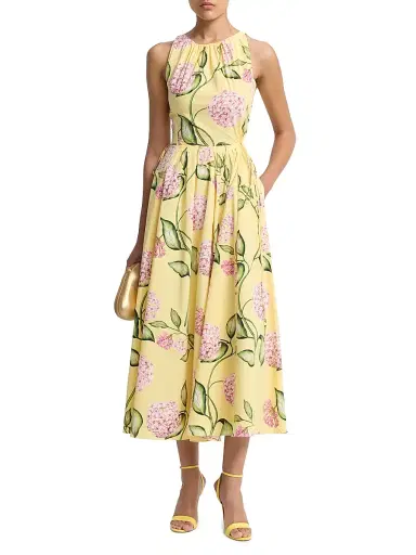 Oscar de la Renta Women's Poplin Day Midi-Dress - Pink Butter | Thumbnail 2 Oscar de la Renta Women's Poplin Day Midi-Dress - Pink Butter | Thumbnail 2