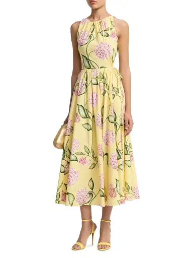 Oscar de la Renta Women's Poplin Day Midi-Dress - Pink Butter | Thumbnail 3 Oscar de la Renta Women's Poplin Day Midi-Dress - Pink Butter | Thumbnail 3
