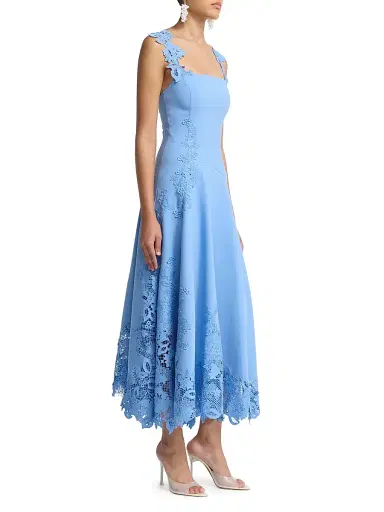 Oscar de la Renta Women's Porcelain Flower Guipure Cocktail Dress - Hydrangea | Thumbnail 4 Oscar de la Renta Women's Porcelain Flower Guipure Cocktail Dress - Hydrangea | Thumbnail 4
