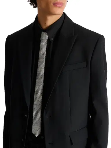 Balmain Men's Cravite Houndstooth Wool-Blend Fine Tie - Black White | Thumbnail 2 Balmain Men's Cravite Houndstooth Wool-Blend Fine Tie - Black White | Thumbnail 2