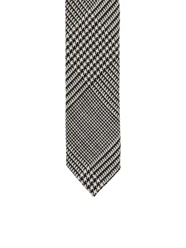 Balmain Men's Cravite Houndstooth Wool-Blend Fine Tie - Black White | Thumbnail 1 Balmain Men's Cravite Houndstooth Wool-Blend Fine Tie - Black White | Thumbnail 1