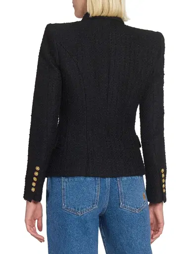Balmain Women's Button-Detail Tweed Double-Breasted Jacket - Noir | Thumbnail 5 Balmain Women's Button-Detail Tweed Double-Breasted Jacket - Noir | Thumbnail 5