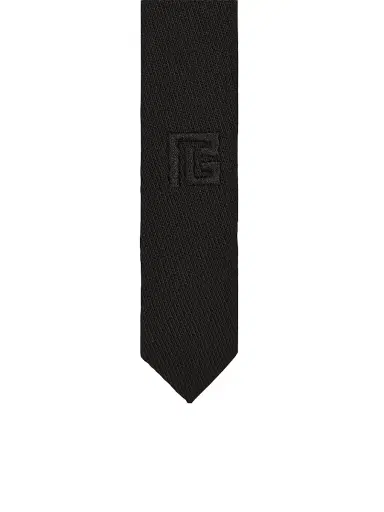 Balmain Men's Virgin Wool Tie - Black | Thumbnail 1 Balmain Men's Virgin Wool Tie - Black | Thumbnail 1